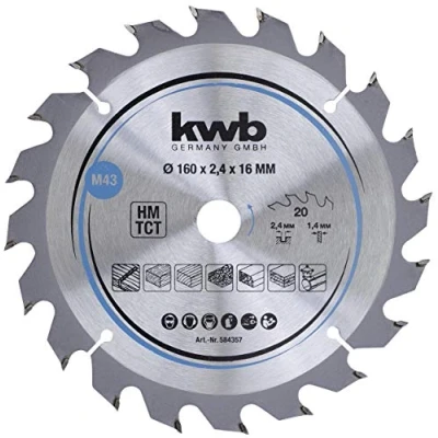 Image of KWB CIRCULAR SAW BLADE 160 X 16 MM FAST CUT, SUITABLE FOR SOFT AND HARDWOOD, CHIPBOARD, PLYWOOD