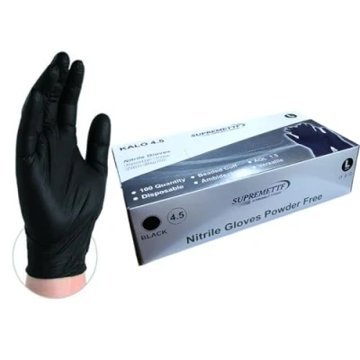 Image of Extra Strong 4.5 mil Thick Heavy Duty Black Nitrile Powder &amp; Latex Free Disposable Gloves Tattoo Mechanic (Box of 100, Mutliple Sizes) (XL)