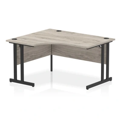 Image of Impulse 1400 LH Crescent Desk Grey Oak/Black Cantilever Leg