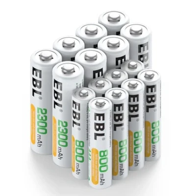 Image of EBL 16pcs Ni MH AA AAA Rechargable Batteries Combo (8 X 2300mAh and 8 800mAh Batteries)