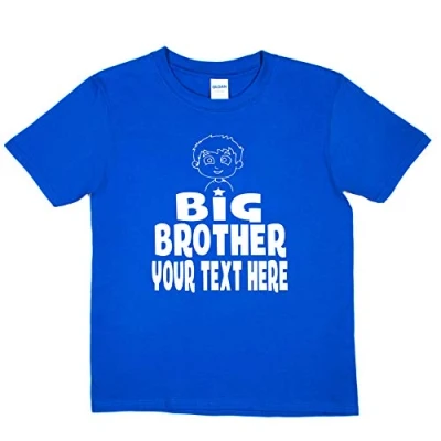 Image of Print4U Personalised Boys Big Brother T Shirt Your Text Here Age 5 6 Blue