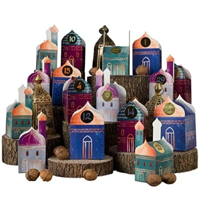 Image of Papierdrachen Ramadan Calendar for Crafts and Filling Houses 30 Colourful Folding Boxes Decorating Gift Eid Mubarak Reusable Set 1