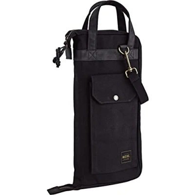 Image of Meinl Cymbals Drumstick Bag — Waxed Canvas Collection for Sticks, Mallets, Brushes and Rods, Heavy Duty Fabric with Shoulder Strap Plus Floor Tom Hooks, 2 Year Warranty (MWSBK)