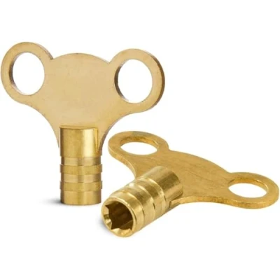 Image of Equip247uk Solid Brass Radiator Bleed Key, Pack of 2