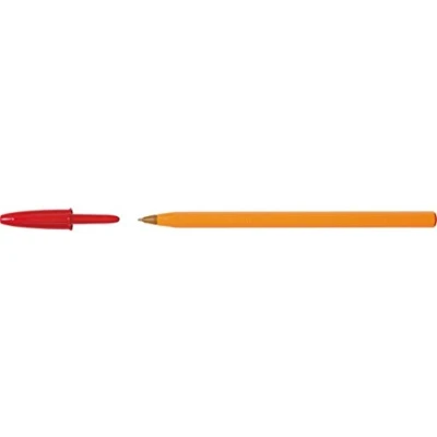 Image of BIC Orange Fine Ballpoint Pens, Point (0.8 mm), Red Ink, Box of 20 Writing Pens with Long Lasting Ink