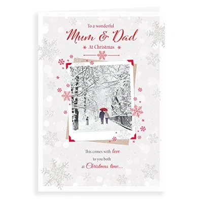 Image of Piccadilly Greetings Photographic Christmas Card Mum &amp; Dad 10 x 7 inches