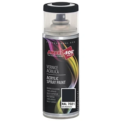 Image of Ambro Sol V4007021 Multipurpose Acrylic Enamel Spray Paint, Black Grey, 400 ml