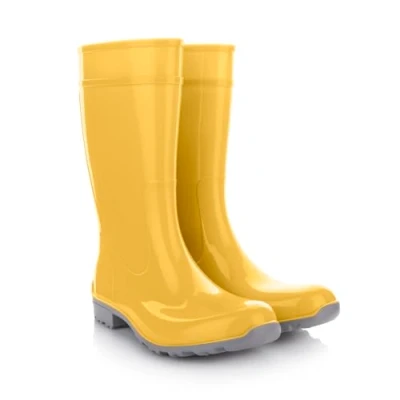 Image of LEMIGO Women&#039;s Wellington Boots Waterproof High Rain Garden Shoes 967 Ilse, Yellow / grey, 9 UK