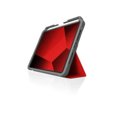 Image of STM Dux Plus for iPad Mini 6th Gen (2021, 8.3 inch) Rugged Case with Apple Pencil Holder, Magnetic Closure to Stand and Sleep/Wake Cover Mil Spec Drop Tested Red (STM 222 341GX 02)