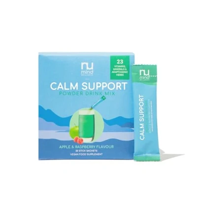Image of Nu Mind Wellness, All in One Stress Support Supplement, B Vitamins, Vitamin C, D3, Zinc, Iron, Magnesium, Ashwagandha KSM66 (Apple and Raspberry Powder)