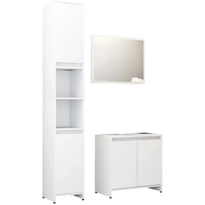 Image of vidaXL 3 Piece Bathroom Furniture Set White Engineered Wood