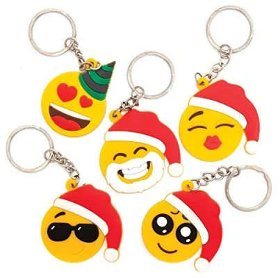 Image of Baker Ross AX371 Christmas Funny Face Keyrings Pack of 6, Ideal for Kids Party Bags and Small Toys Children