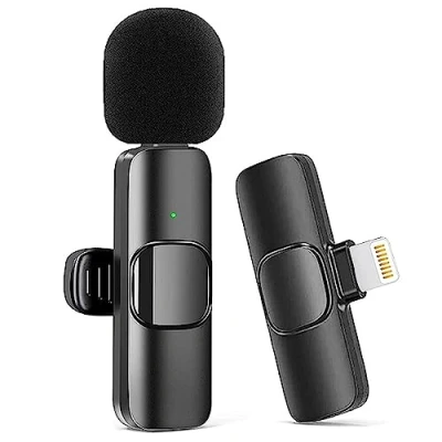 Image of Kinizuxi Wireless Microphone for iPhone iPad,[Lightning] Lavalier Video Recording, Clip On Lapel Mic YouTube/Live Streaming/Interview/Vlog/Presentation/Facebook/Live