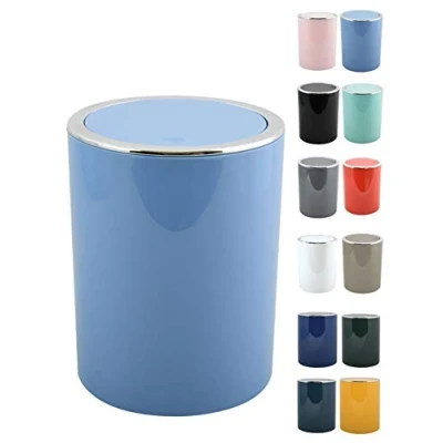 Image of MSV Bathroom Aspen Series Design Bin Pedal Push with Swing Lid 6 litres (Diameter x H): Approx. 18.5 26 cm Blue