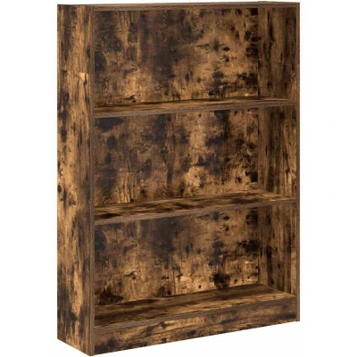 Image of vidaXL Bookcase Bookshelf Book Rack Storage Cabinet Smoked Oak Engineered Wood 80x24x109 cm Living Room/Bedroom/Hallway