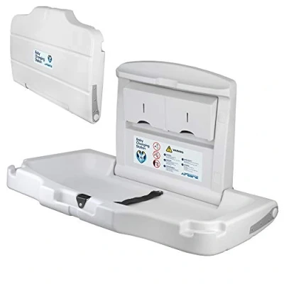 Image of Commercial Baby Changing Table Wall Mounted Built in Liner Dispenser Safety Belt