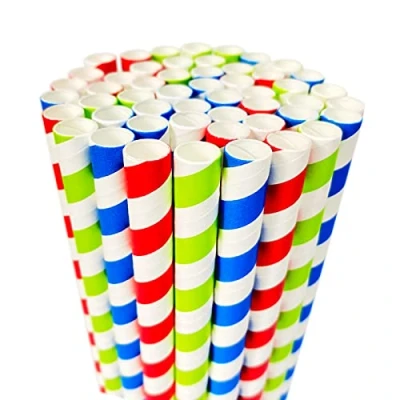 Image of Milkshakes Straws,Paper Smoothie Straws 9mm Wide Disposable Biodegradable Drinking for Slushies Bubble Boba Tea Juice Jumbo Shakes Malts Frozen Drinks,Birthday Party Accessories,66PCS Stripes