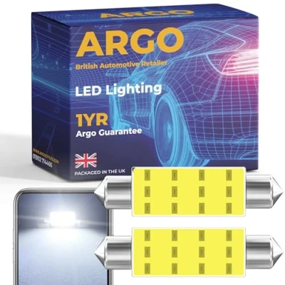 Image of Argo 41mm 239 Festoon C5w LED Car Bulb Cob Xenon White Bright Dome Reading License Number Plate Interior Bulbs 272 T4W Map Lamps Boot Light Footwell 12v