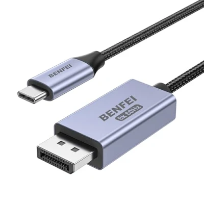 Image of BENFEI Bidirectional USB C to DisplayPort 1.4 Cable 6FT, Support 8K@60Hz 4K@240Hz (Thunderbolt 4 Cable, Cable) Grey Not for Portable Monitor