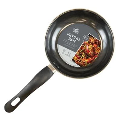 Image of Cooke &amp; Miller Non Stick Frying Pan Durable Carbon Steel Cooking PTFE Coated Kitchen Compatible with Halogen Gas Electric Solid Hobs Easy Grip Handle (20cm)