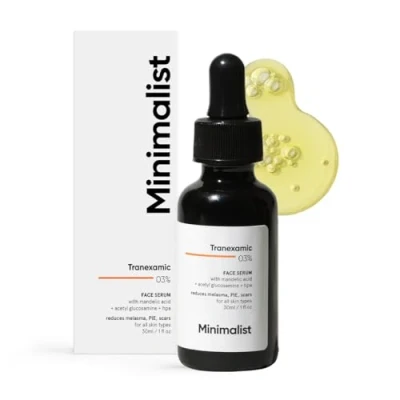 Image of Minimalist 3% Tranexamic Acid Face Serum for Melasma, Pigmentation, Erythema &amp; Acne Scars with HPA to Remove Melasma Post Inflammatory Hyperpigmentation or (PIH PIE) 30 ml