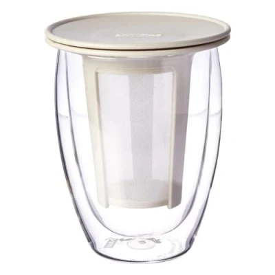Image of Bodum Tea for One Glass with Infuser 0.35 L, Off White
