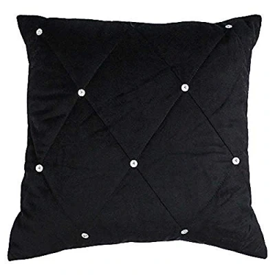 Image of Riva Paoletti New Diamante Cushion Cover Black Crystal Sequins Quilted Geometric Design Hidden Zip Closure 100% Polyester 45 x 45cm (18&quot; 18&quot; inches) Designed in the UK