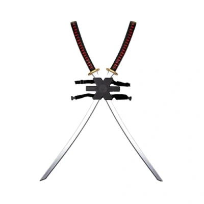 Image of Adult Ninja Backpack with 2 Plastic Katana Swords Fancy Dress