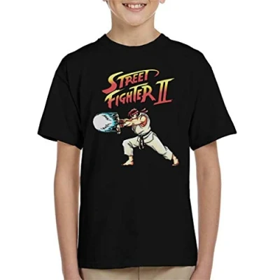 Image of Cloud City 7 Street Fighter Ryu Hadauken Kid&#039;s T Shirt Black