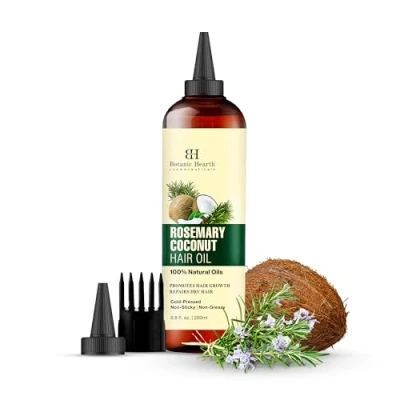 Image of Botanic Hearth Rosemary, Coconut &amp; Avocado Hair Oil with Biotin 6.7 fl oz Nourishing Growth Strengthening Formula Promotes Healthy, Shiny For All Types