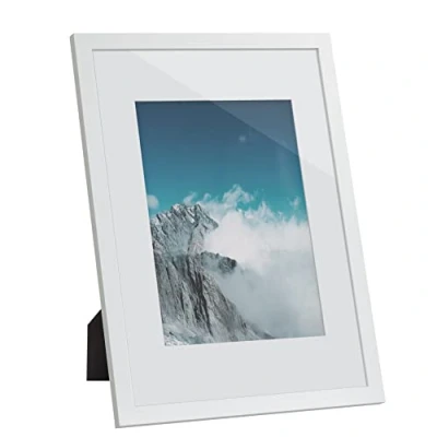 Image of SONGMICS Picture Frame, Photo for 21 x 29,7 cm Pictures without Mat, 15,2 20,3 Photos with MDF, Glass Front, White RPF011W01
