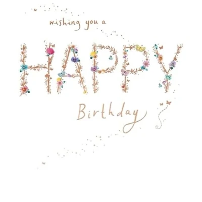 Image of Paperlink General Female Birthday Card for Women/Girls Floral Butterfly Wishes With Rose Gold Foil Eco Friendly &amp; Recyclable