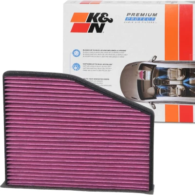 Image of 1K0819644A, 1K0819644B, 1K0849644, 1K1819653, 1K1819653A Pollen Filter K&amp;N Filters DVF5000 Activated Carbon 285mm 57mm Square