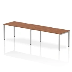 Image of Evolve Single Silver Frame Bench Desk 1600 Walnut (2 Pod) BE367