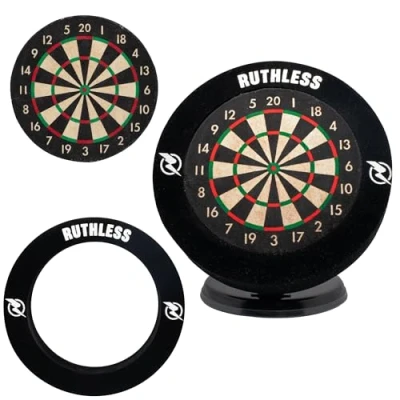 Image of Ruthless Mini Dart Board Set with Surround Miniature Desk Top Darts and for Home Office Includes a of Steel Tip (BX250)