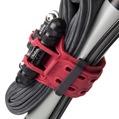 Image of Bike Frame Carrier Utility Strap for Tools and Inner Tubes, Stwap by Delta Cycle Oversized Design Hold All Tire Tube Sizes up to 29 inches, Integrated Hook &amp; Loop Storage Fasteners, Red