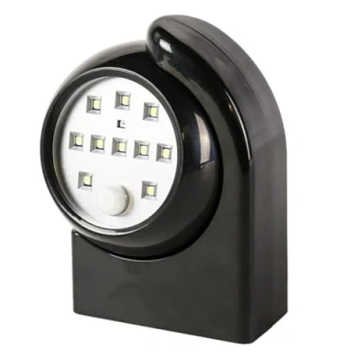 Image of Festive Lights Black Outdoor Security Wall Light Clear White SMD LEDs Battery Operated PIR Motion Sensor Mounted with 360 Degree Adjustability for Enhanced Safety (Pack of 2)