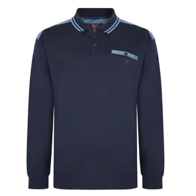 Image of Forge Mens Sweatshirt Casual Polo Style Tipped Collar Sweat Top Classic Sweater Winterwear Shirt for Big Tall Men UK Navy