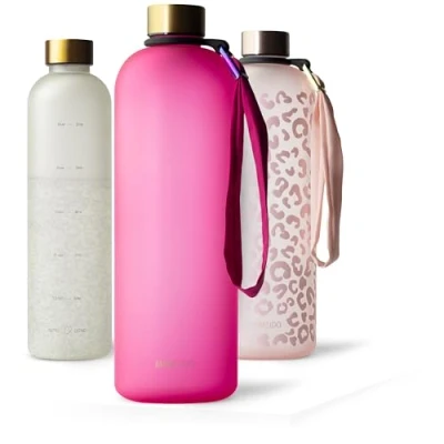 Image of MAMEIDO 1.5l water Bottle Motivational Time Markings, BPA free, Leak Proof, Tritan Co Polyester Plastic, 1.5 litre bottle, Sports (Glow Couture, 1500ml)