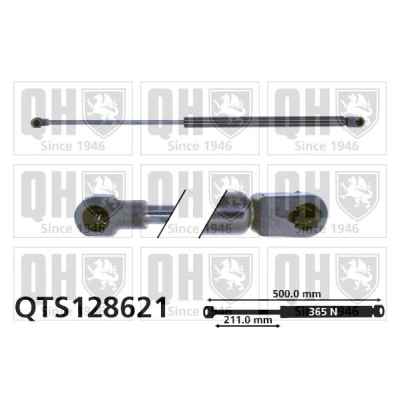 Image of 1J0823359, 1J0823359A, 1J0823359B, 1J0823359C, 1J0823359D Bonnet Struts QUINTON HAZELL QTS128621 365N VOLKSWAGEN: Golf 4, Bora Saloon, 4 Variant