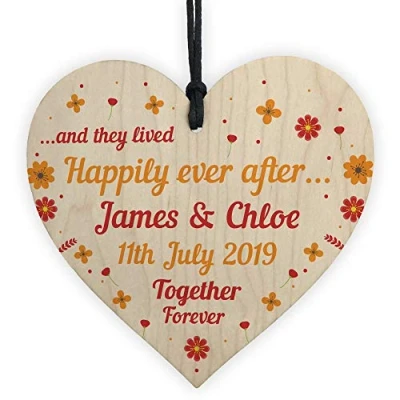 Image of RED OCEAN Anniversary For Boyfriend Girlfriend 1st Husband Wife Wood Heart