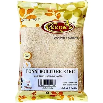 Image of Veenas Ponni Boiled Rice 1 KG Kai kuthal Pulungal Arisi High Fibre Protein Natural Indian Origin Gluten Friendly