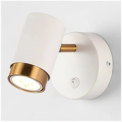 Image of LED Indoor Wall Lamp with Switch, GU10 5W Adjustable Light Modern Aluminum Spotlight Warm White 3000K Bedside Reading Lights Sconce for Bedroom Living Room Hotel Hallway Stairs,White