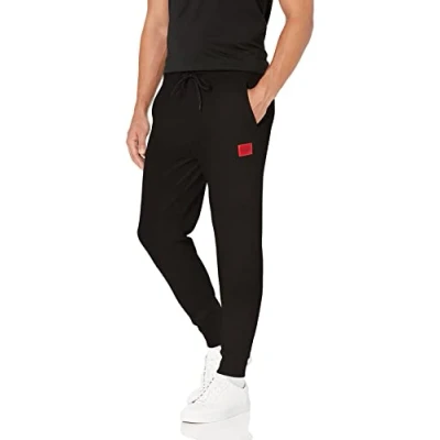 Image of Hugo Boss Men&#039;s Regular Fit Square Logo Jersey Drawstring Joggers Sweatpants, Raven Black, Large