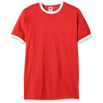 Image of Fruit of the Loom Men&#039;s Ringer Premium T Shirt, Red/White, Medium