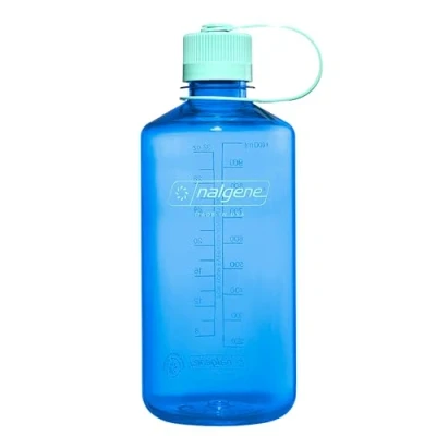 Image of Nalgene Water Bottle Lightweight Sustain Tritan BPA Free Shatterproof for Backpacking, Hiking, Gym, 32 OZ, Narrow Mouth, Cornflower Blue
