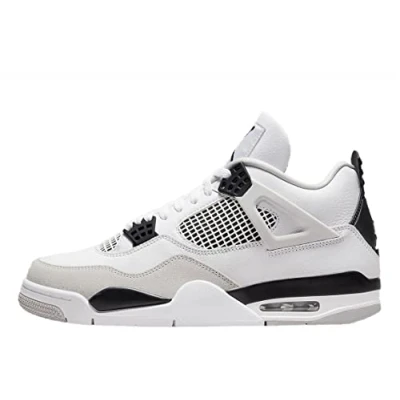 Image of Jordan Air Mens 4 Retro DH6927 111 Military Black Size 10, White/Black neutral Grey, 8 UK