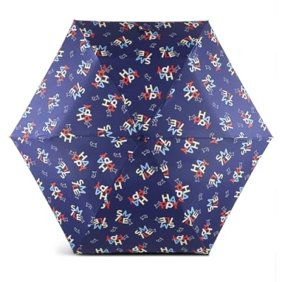Image of RADLEY Happy &amp; Smile Telescopic Folding Umbrella in Sapphire Blue