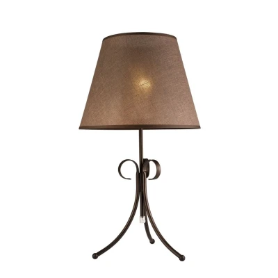 Image of Lorenzo Table Lamp With Fabric Shade Brown, 1x E27