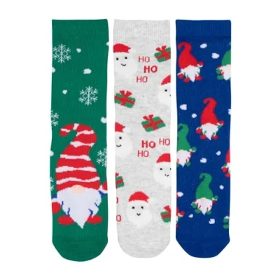 Image of United Labels Wichtel Santa Socks for Boys and Girls, Christmas Kids, Winter Socks, Kids (Pack of 3), Blue/Green/Grey, 31 34